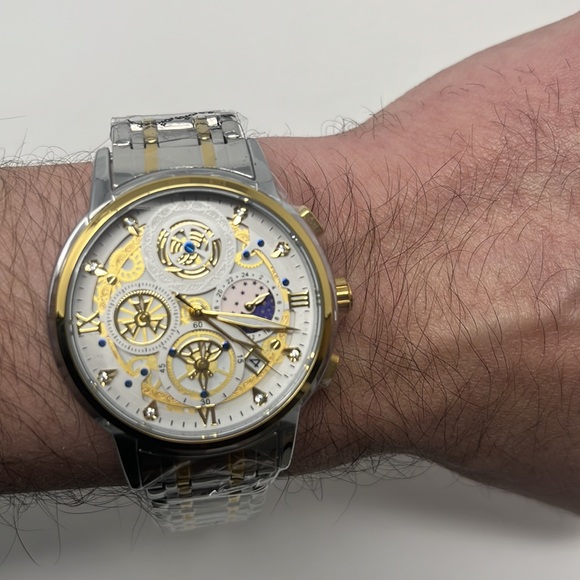 Mens watch gold silver two tone Christmas gift sale - Picture 4 of 4